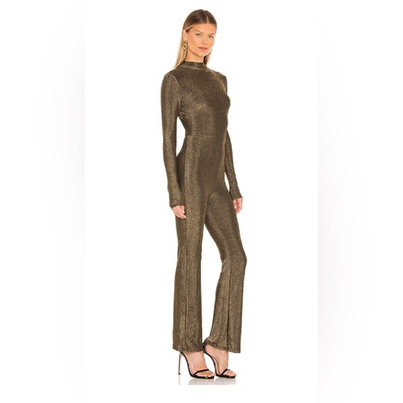 NWT Revolve Superdown Nissa Open Back Metallic Jumpsuit -size Medium - Picture 3 of 5